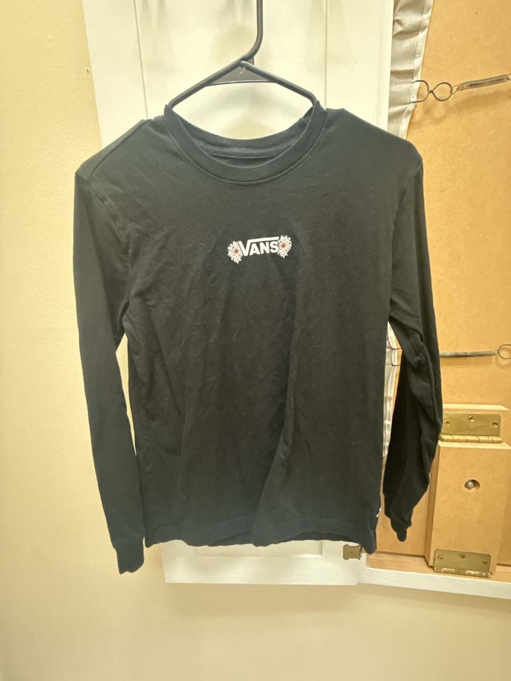 Vans Floral Checkerboard Long Sleeve T-Shirt Black Size XS